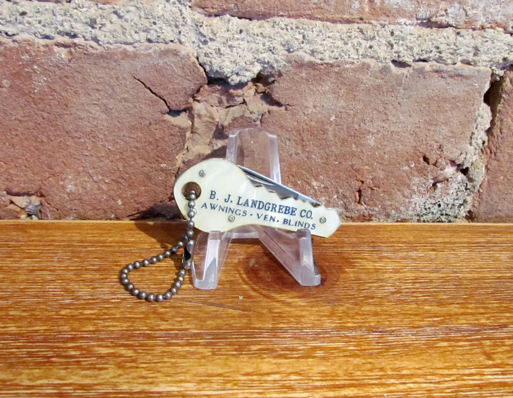 Vintage Key Shaped Pocket Knife Advertising B J Landgrebe Co.
