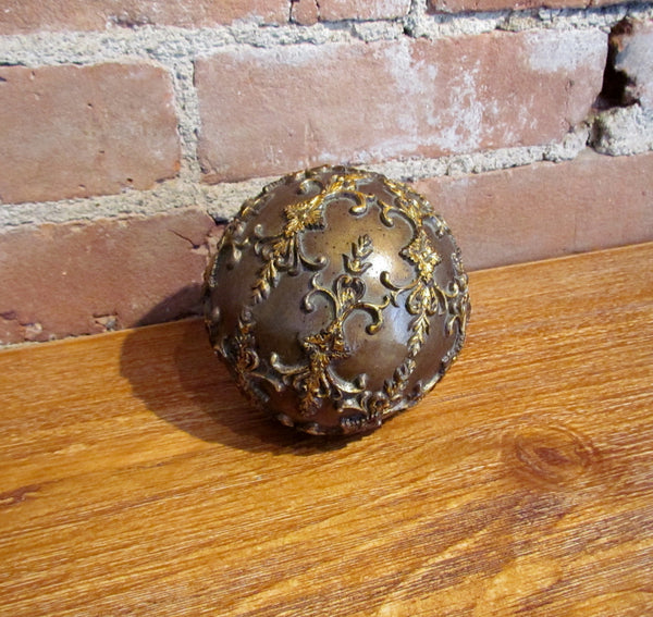 Antique Bronze Style Decorative Ball Orb Sphere Gold Accents