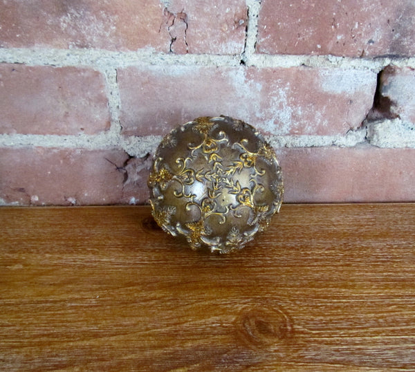 Antique Bronze Style Decorative Ball Orb Sphere Gold Accents