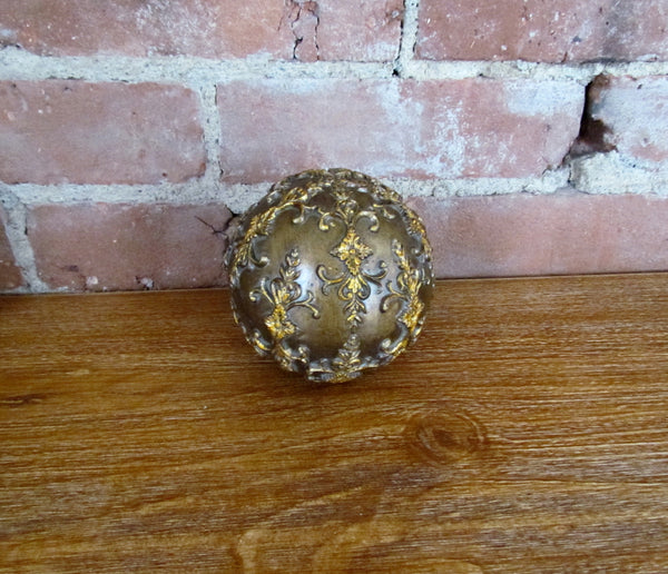 Antique Bronze Style Decorative Ball Orb Sphere Gold Accents