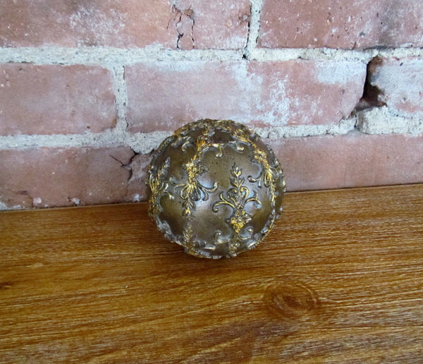 Antique Bronze Style Decorative Ball Orb Sphere Gold Accents