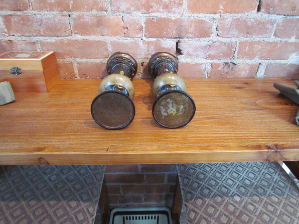 Antique Pillar Style Candleholders Unique Pair