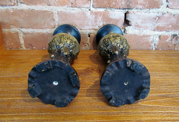 Antique Pillar Style Candleholders Unique Pair