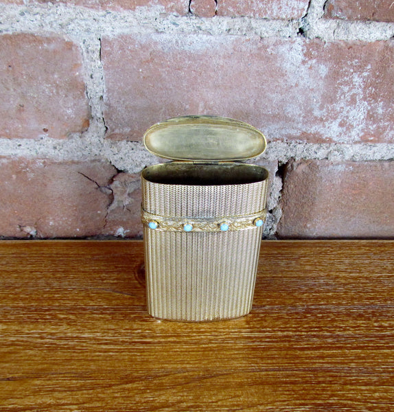 Italian Gold Calling Card Case Antique Purse w/Turquoise Stones