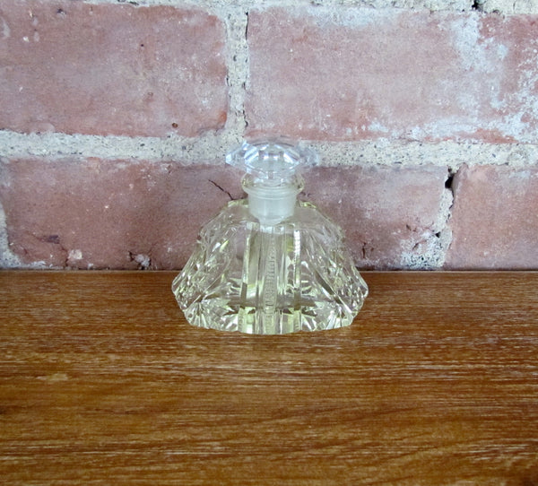 Antique Czechoslovakia Cut Crystal Perfume Bottle Light Yellow