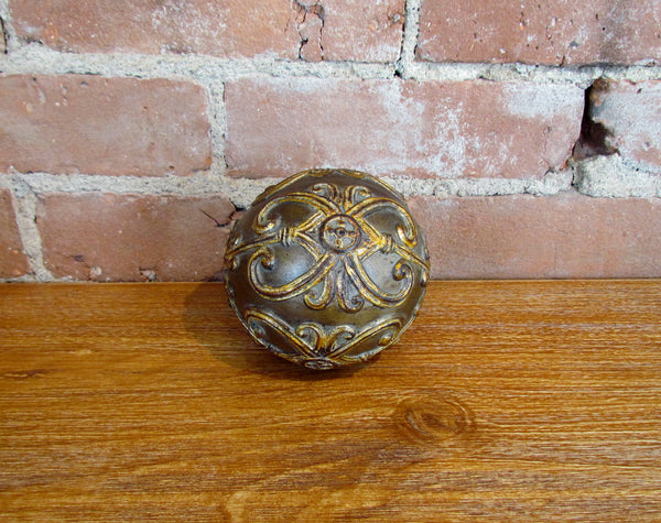Bronze Antique Style Decorative Ball, Orb, Sphere w/Gold Accents