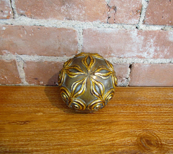Bronze Fleur De Lis Decorative Ball, Orb, Sphere w/Gold Accents