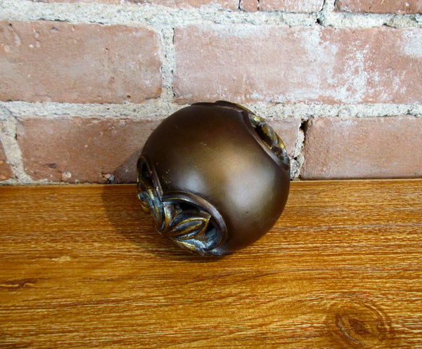 Fleur De Lis Decorative Ball, Orb, Sphere Bronze Color w/Gold Accents