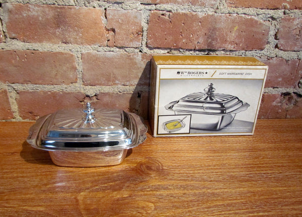 Vintage Wm Rogers Silverplate Soft Butter Margarine Dish NIB
