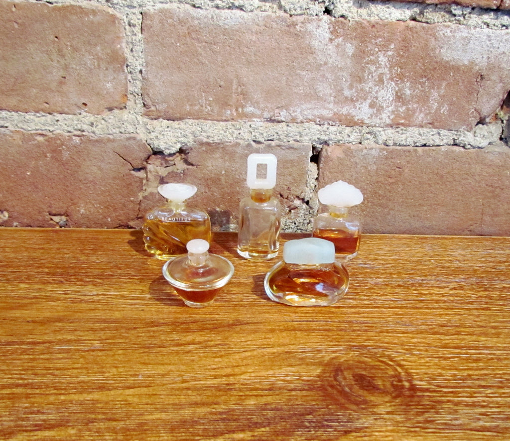 Five Vintage Mini Perfumes Bottles Rare Beautiful, Tuscany, Cinnabar