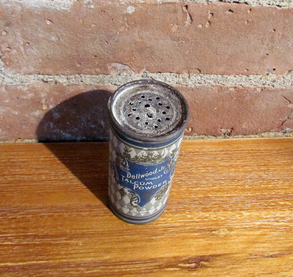 Antique Dellwood Jr Violet Talcum Powder Tin/Container VERY RARE