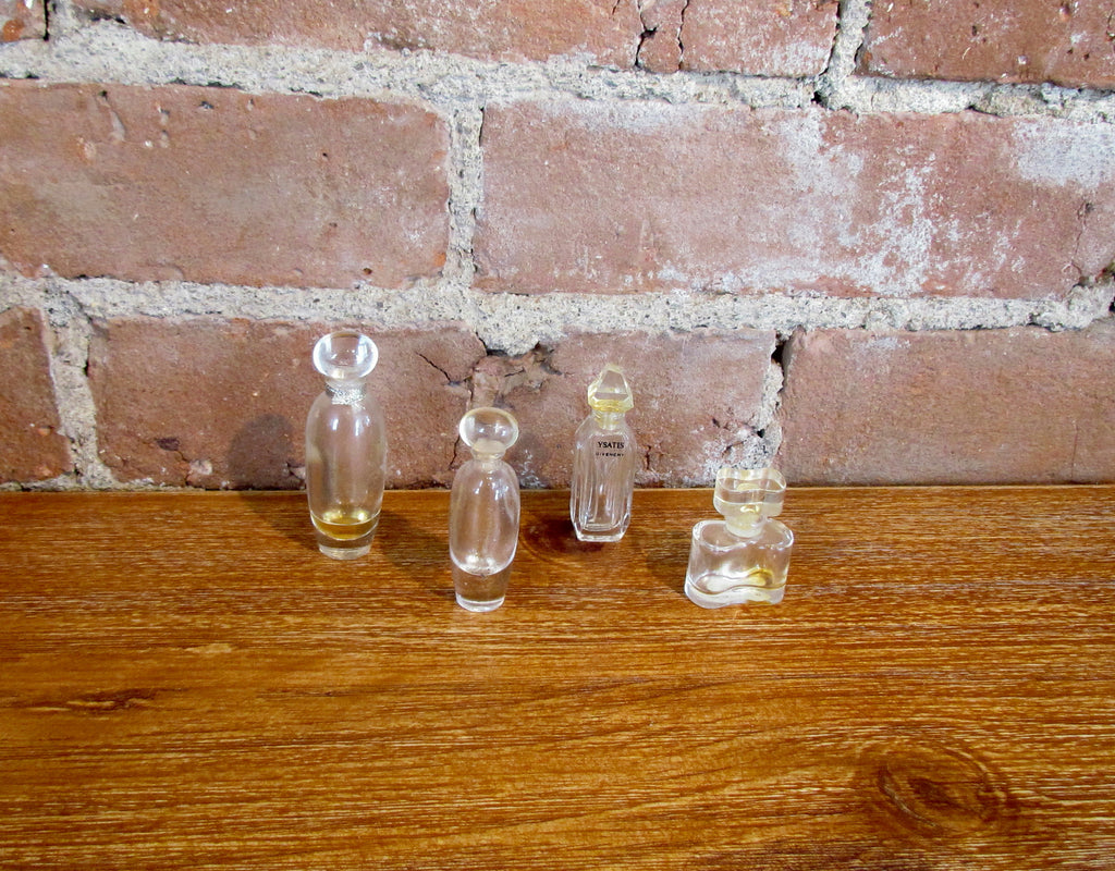 4 Mini Vintage Perfumes Bottles Estee Lauder Pleasures, Ysatis, White Linen