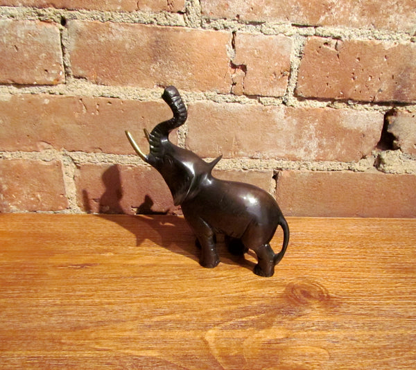 Vintage Bronze Elephant Sculpture Mother & Baby Figurine