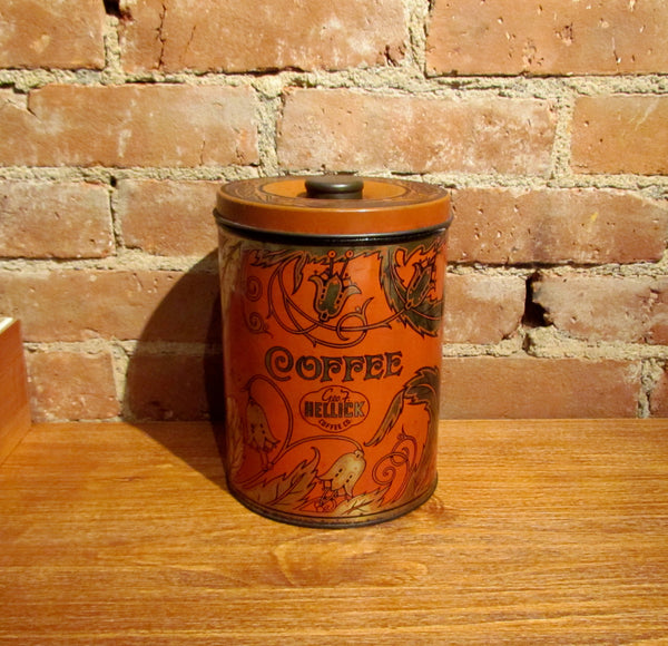 1930s Hellick Coffee Tin Large Canister Advertising