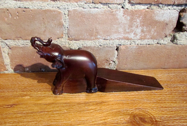 Vintage Wood Elephant Doorstop