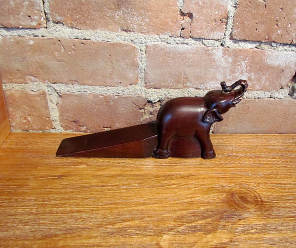 Vintage Wood Elephant Doorstop