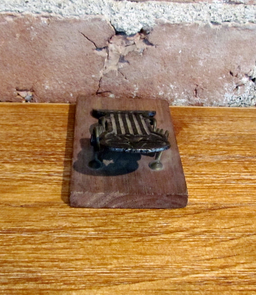 Early 1900's Wooden & Brass Desk Paper Clip Herbert M Paul Stationer Bethlehem, PA