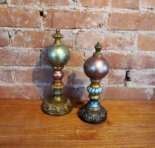 Antique Style Pair Finials Unique Architectural Decorative Centerpiece