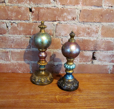 Antique Style Pair Finials Unique Architectural Decorative Centerpiece