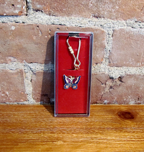 Cloisonné Enamel Butterfly Gold Keychain NIB