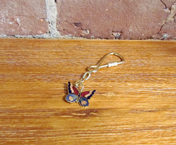 Cloisonné Enamel Butterfly Gold Keychain NIB