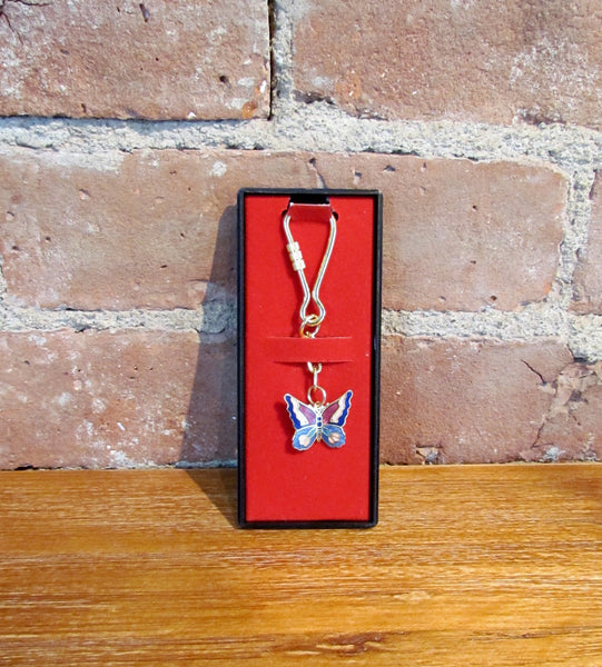 Cloisonné Enamel Butterfly Gold Keychain NIB