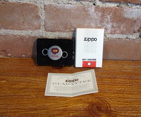 Vintage Zippo Stainless Steel Keychain NIB Advertising A & B Meats Allentown, PA