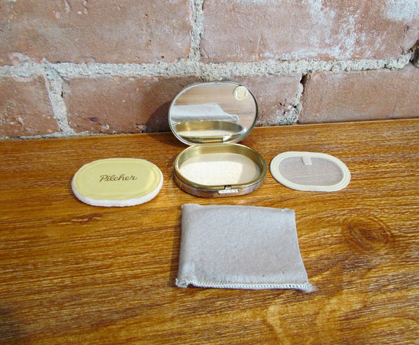 Vintage Pilcher Gold Plate On Silver Powder Compact