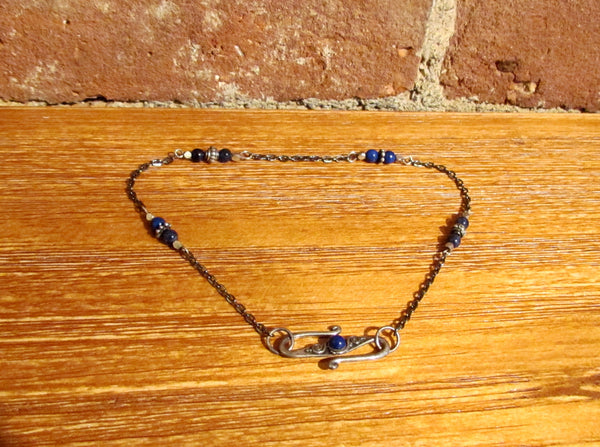 Sterling Silver Lapis Ankle Bracelet One Of A Kind Handmade
