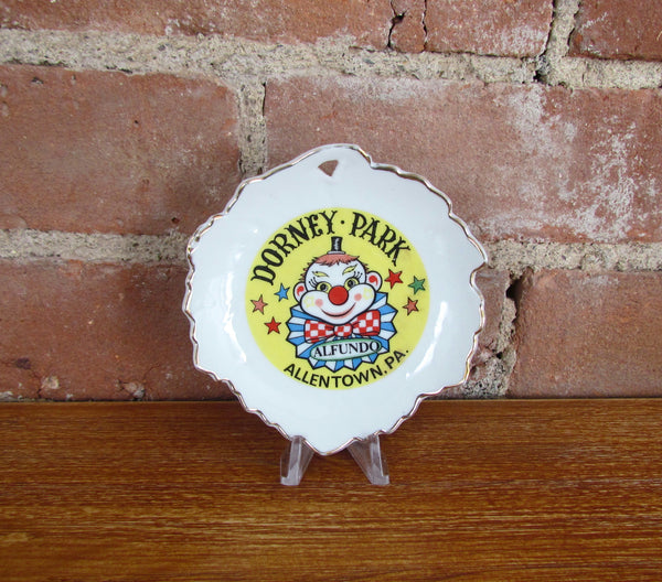 Vintage Dorney Park Souvenir Ceramic Dish Wall Plaque Alfundo Clown Allentown, PA