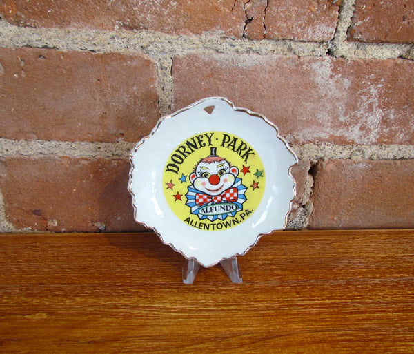 Vintage Dorney Park Souvenir Ceramic Dish Wall Plaque Alfundo Clown Allentown, PA
