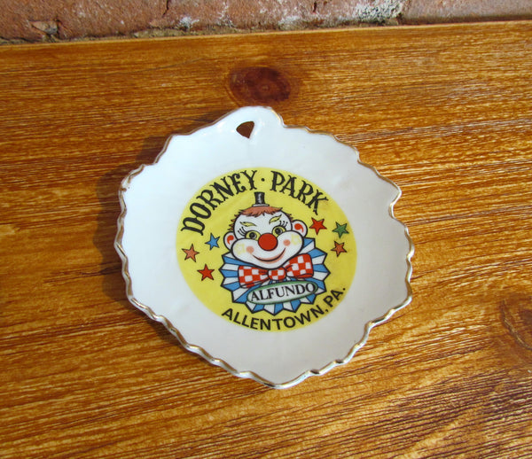 Vintage Dorney Park Souvenir Ceramic Dish Wall Plaque Alfundo Clown Allentown, PA