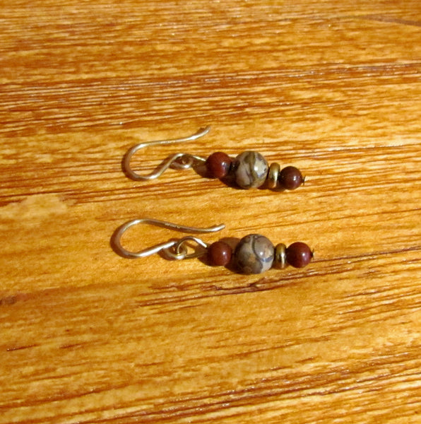 14kt GF Carved Jasper Necklace Earrings Set OOAK