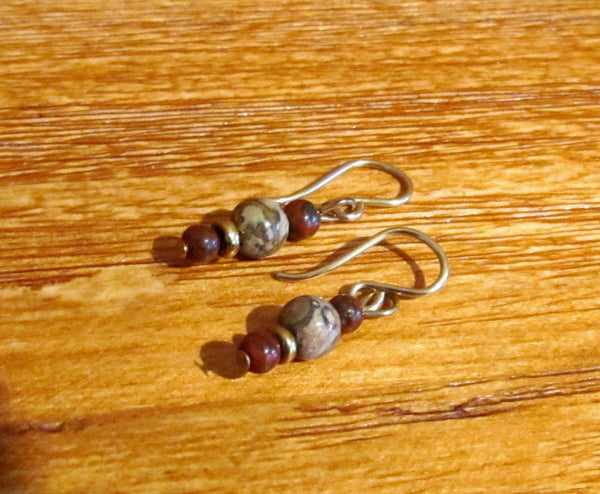 14kt GF Carved Jasper Necklace Earrings Set OOAK