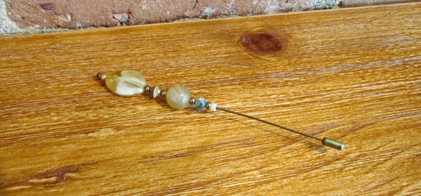Gold Stick Pin Beaded Hat Pin One Of A Kind