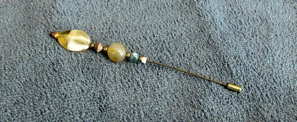 Gold Stick Pin Beaded Hat Pin One Of A Kind