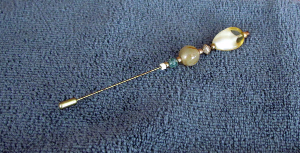 Gold Stick Pin Beaded Hat Pin One Of A Kind