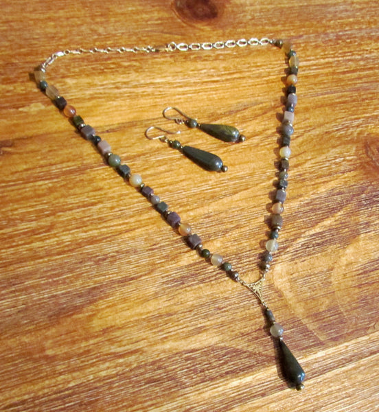 14kt GF Semi Precious Necklace And Earrings Set OOAK