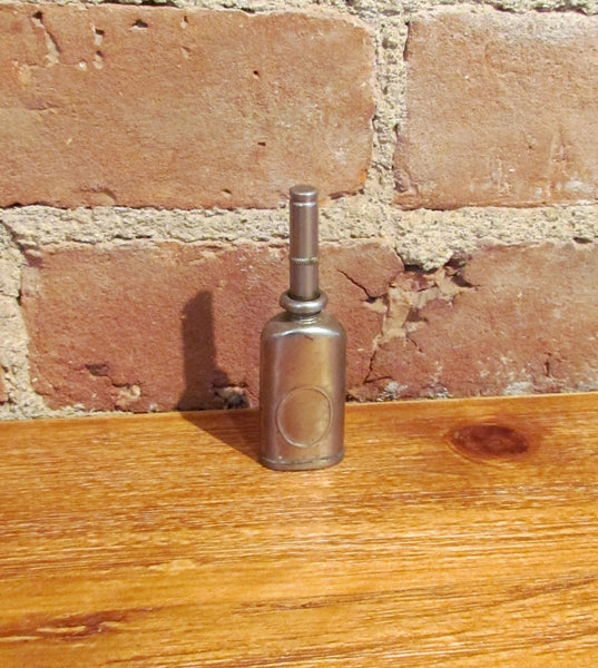 Antique Mini Thumb Press Oil Can Made In USA Oiler Tin