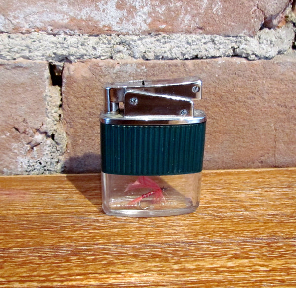 Vintage Craftsman Vista Lighter Clear Vu Fishing Fly Lure Silver Working Pocket Lighter