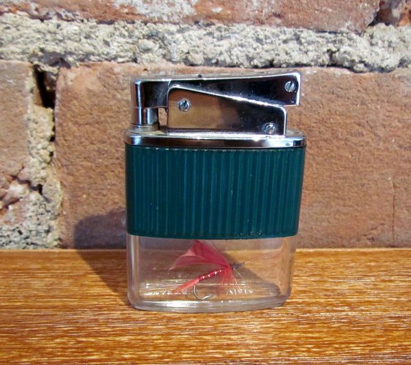 Vintage Craftsman Vista Lighter Clear Vu Fishing Fly Lure Silver Working Pocket Lighter