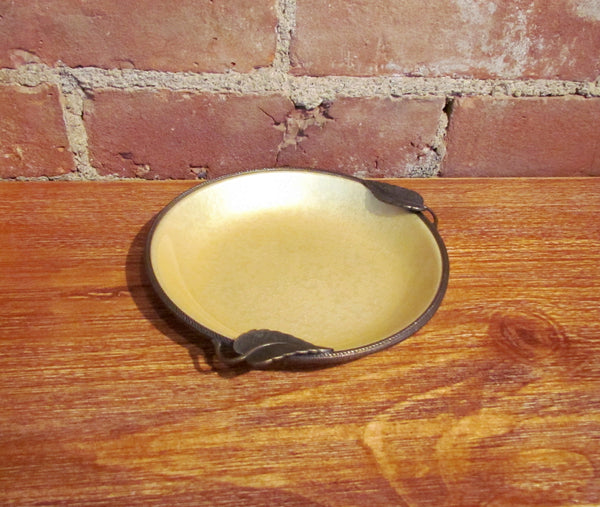 Vintage Yellow Guilloche Ashtray Dish