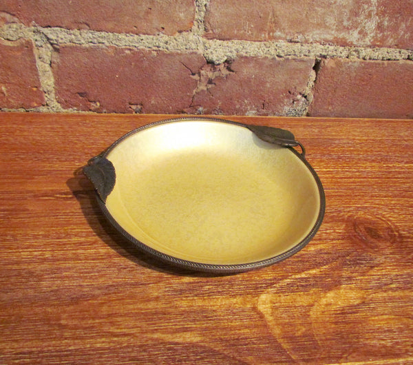 Vintage Yellow Guilloche Ashtray Dish