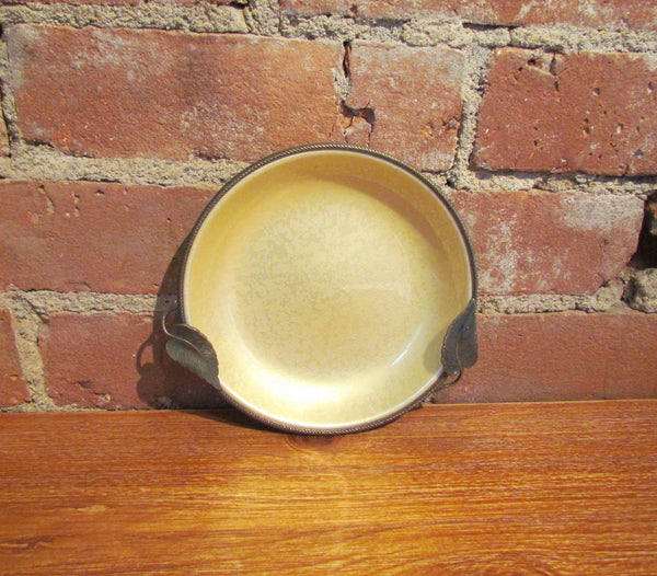 Vintage Yellow Guilloche Ashtray Dish