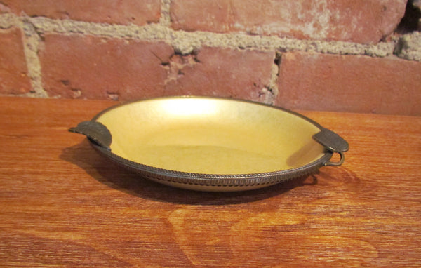 Vintage Yellow Guilloche Ashtray Dish