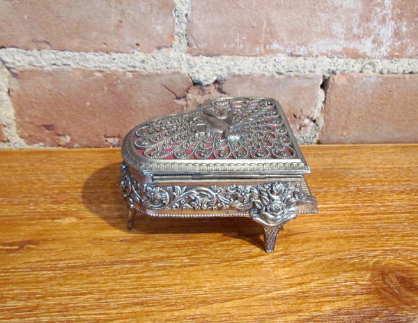 Vintage Silver Piano Jewelry Box Music Somewhere My Love