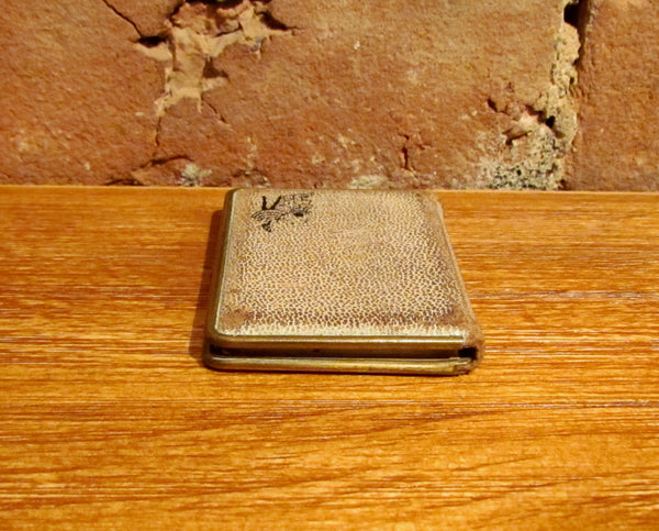 Vintage Mondaine Leather Book Compact Powder Rouge And Mirror