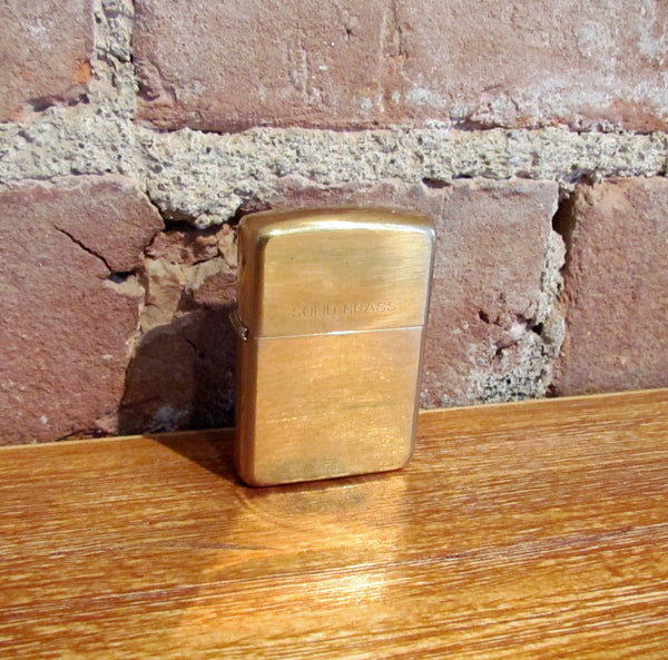 Vintage Zippo 254 Solid Brass Pocket Lighter USA Unused In Original Case
