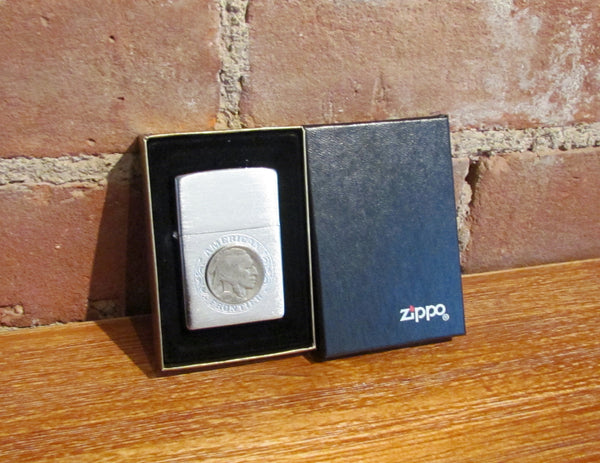 Vintage Zippo American Frontier 1936 Buffalo Nickel Pocket Lighter USA NIB