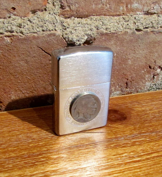 Vintage Zippo American Frontier 1936 Buffalo Nickel Pocket Lighter USA NIB